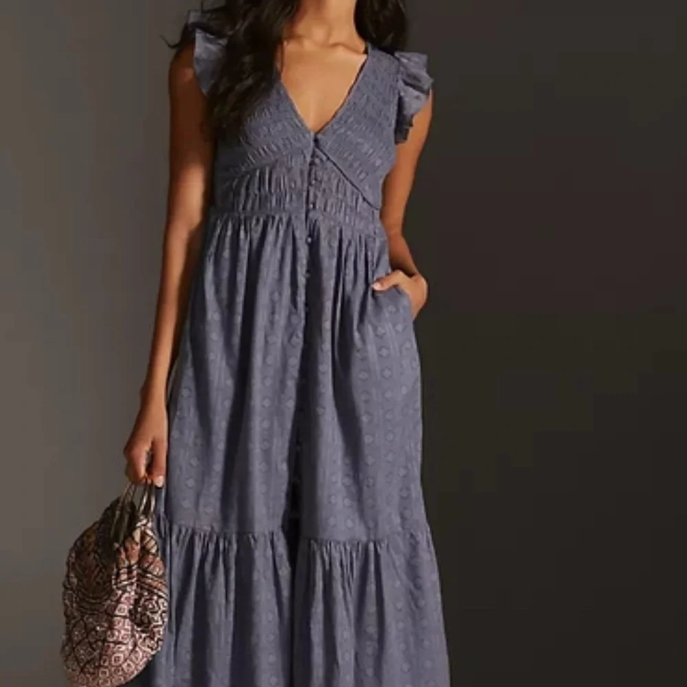 Anthropologie Slate Blue Peregrine Dress Size Small - Picture 2 of 9